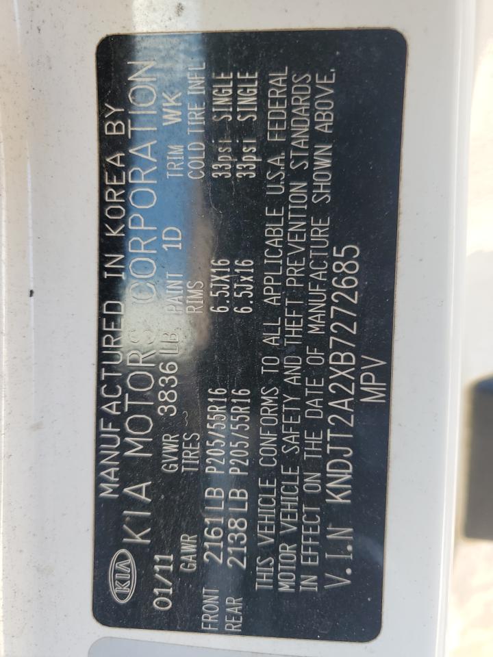 2011 Kia Soul + VIN: KNDJT2A2XB7272685 Lot: 71671355