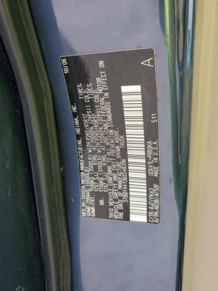 2006 Toyota Tundra Double Cab Sr5 VIN: 5TBDT44136S548396 Lot: 82120445