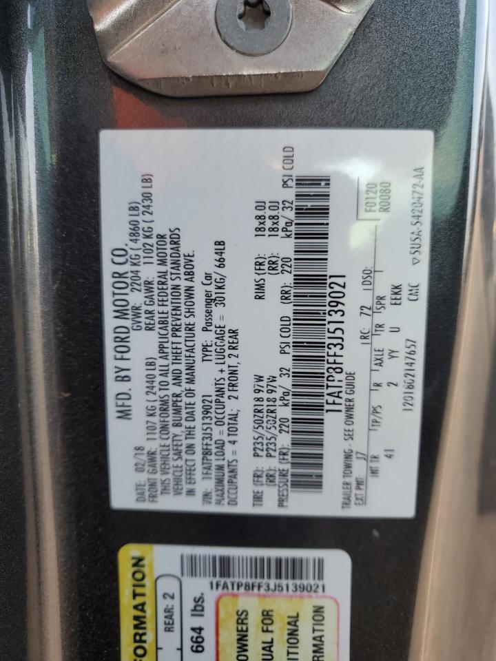 2018 Ford Mustang Gt VIN: 1FATP8FF3J5139021 Lot: 71134195