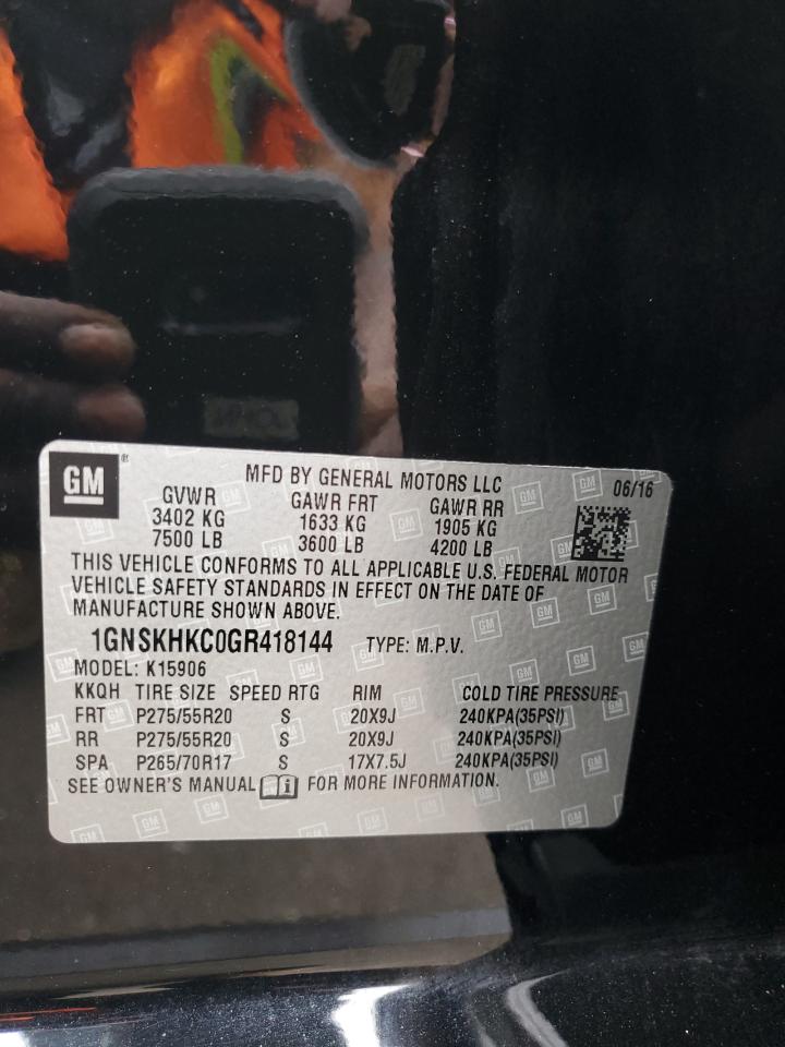 2016 Chevrolet Suburban K1500 Lt VIN: 1GNSKHKC0GR418144 Lot: 84357785