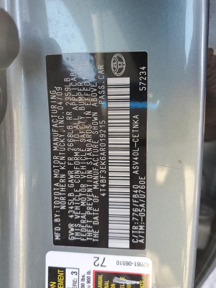 2010 Toyota Camry Base VIN: 4T4BF3EK6AR019215 Lot: 84052675