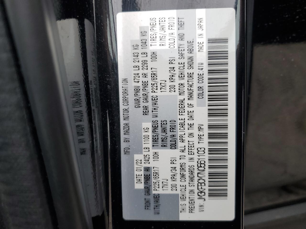 2022 Mazda Cx-5 Preferred VIN: JM3KFBCM7N0561103 Lot: 81720565