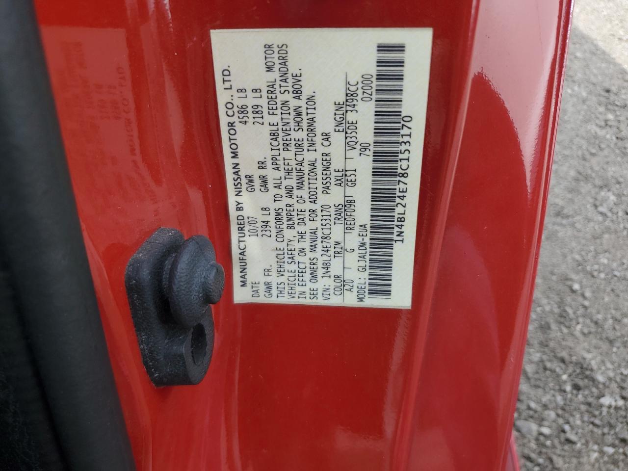 2008 Nissan Altima 3.5Se VIN: 1N4BL24E78C153170 Lot: 80806485