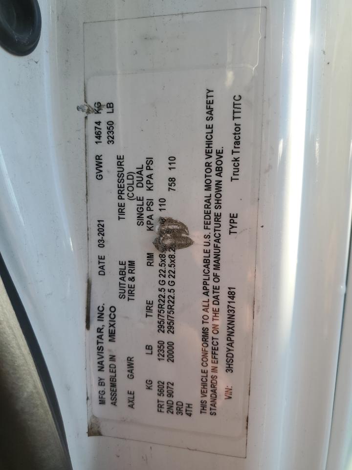 2022 International Lt625 - Semi Truck VIN: 3HSDYAPNXNN371481 Lot: 80773455