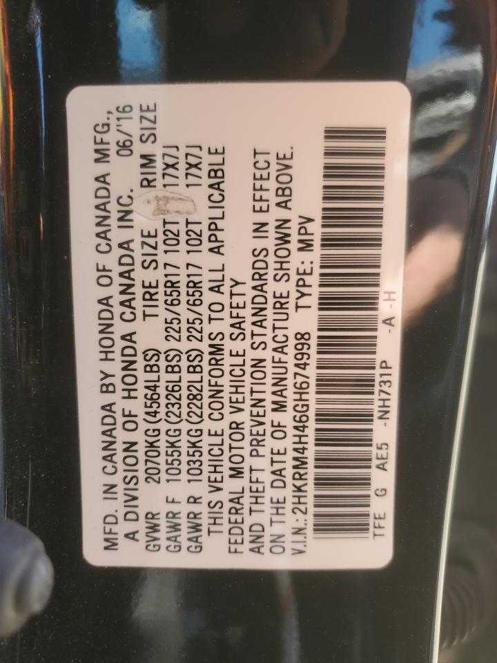 2016 Honda Cr-V Se VIN: 2HKRM4H46GH674998 Lot: 71324185