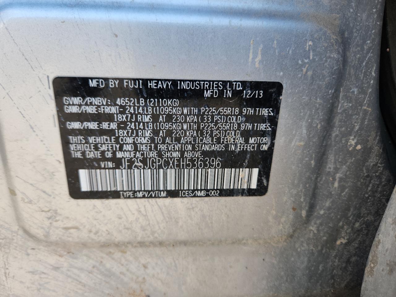 2014 Subaru Forester 2.0Xt Touring VIN: JF2SJGPCXEH536396 Lot: 80501175