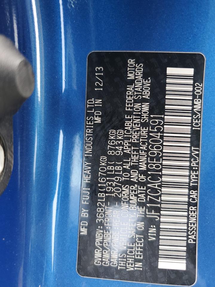 2014 Subaru Brz 2.0 Limited VIN: JF1ZCAC18E9604591 Lot: 81936435