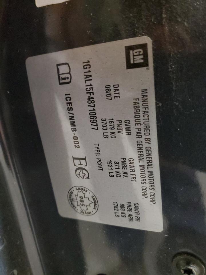 2008 Chevrolet Cobalt Lt VIN: 1G1AL15F487106977 Lot: 70230645