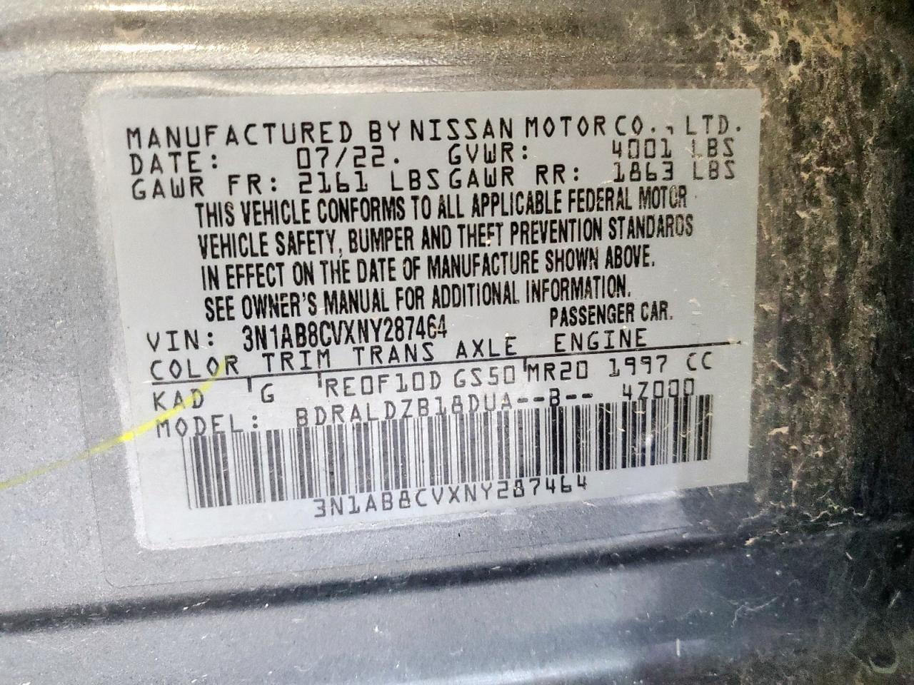 2022 Nissan Sentra Sv VIN: 3N1AB8CVXNY287464 Lot: 80903815