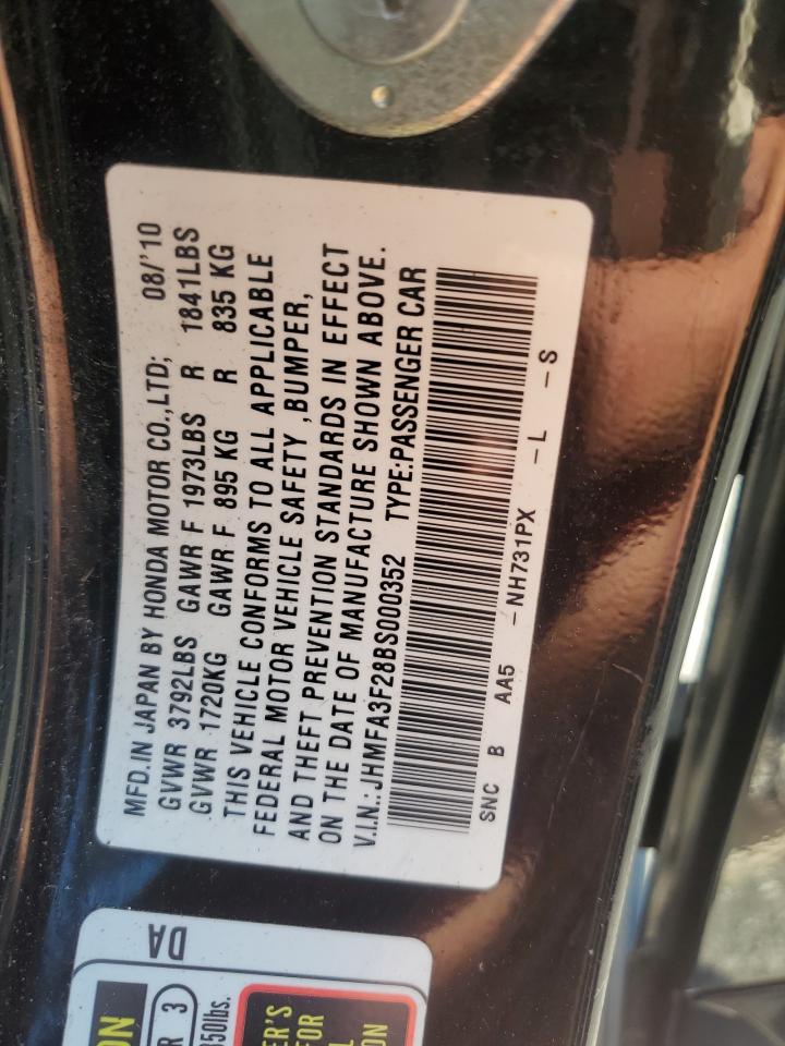 2011 Honda Civic Hybrid VIN: JHMFA3F28BS000352 Lot: 71200765