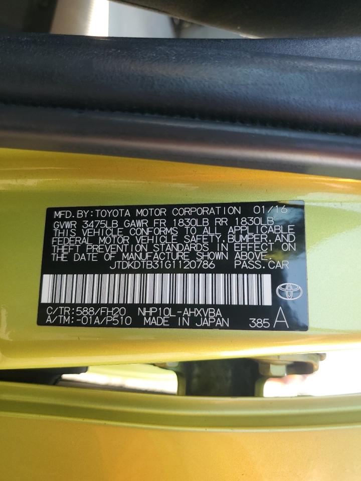 2016 Toyota Prius C VIN: JTDKDTB31G1120786 Lot: 81090755