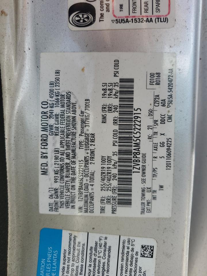 2012 Ford Mustang VIN: 1ZVBP8AM5C5222915 Lot: 81831505