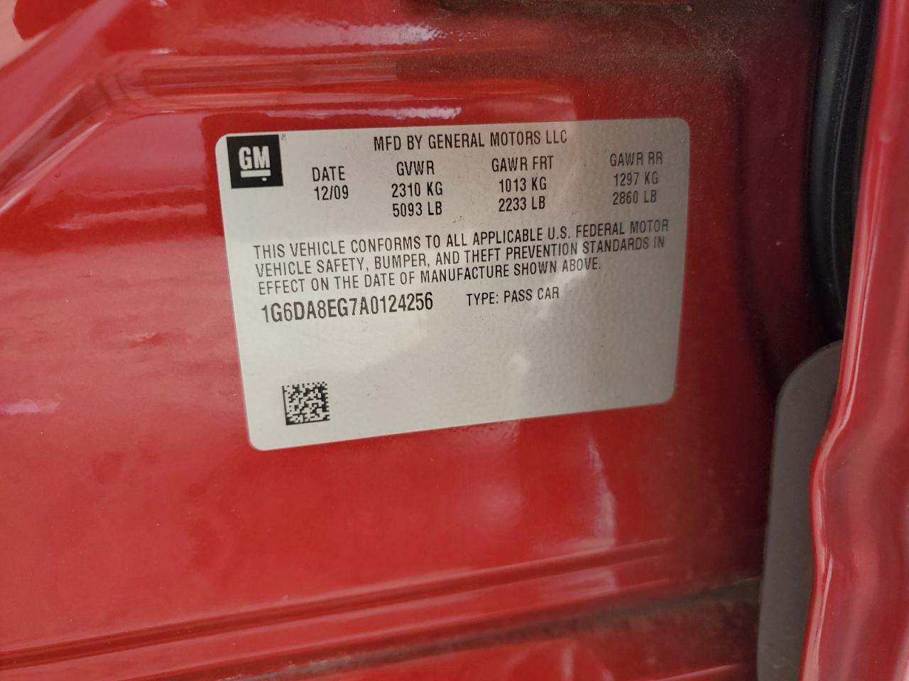 2010 Cadillac Cts VIN: 1G6DA8EG7A0124256 Lot: 80704725