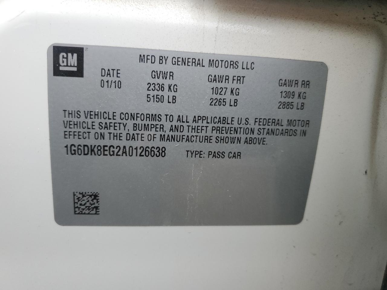 2010 Cadillac Cts Performance Collection VIN: 1G6DK8EG2A0126638 Lot: 81756775