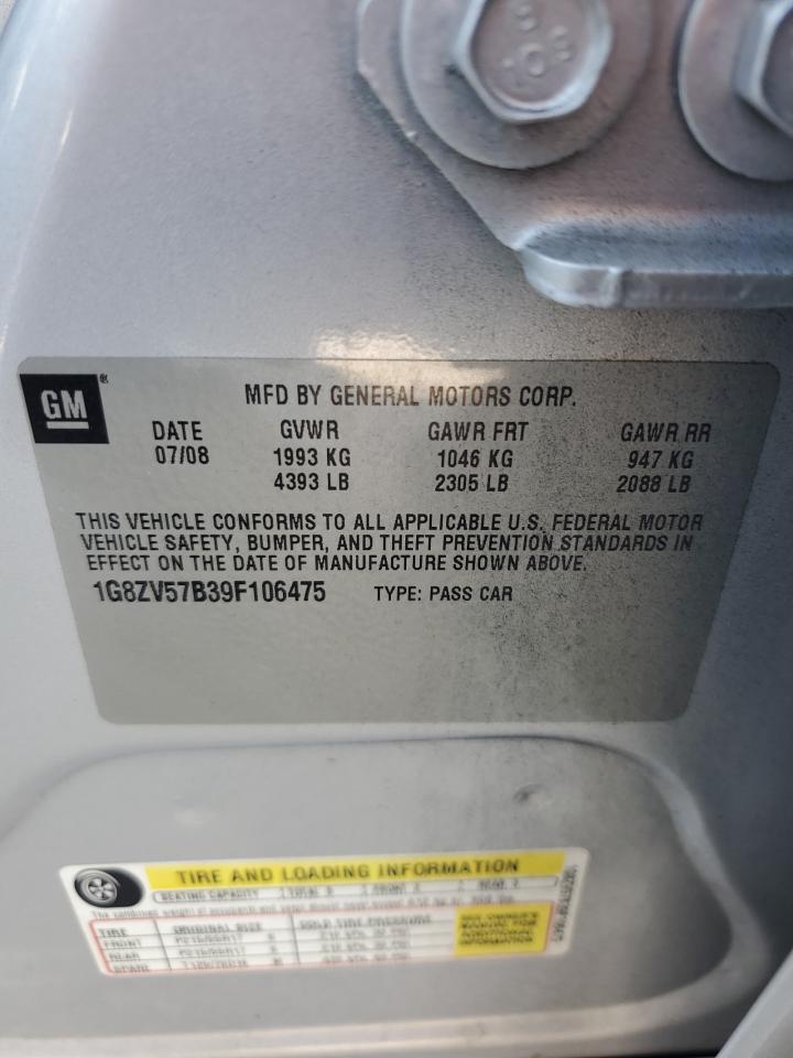 2009 Saturn Aura Xr VIN: 1G8ZV57B39F106475 Lot: 83878855