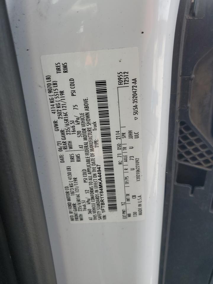 2021 Ford Transit T-250 VIN: 1FTBR1Y84MKA44947 Lot: 81047295