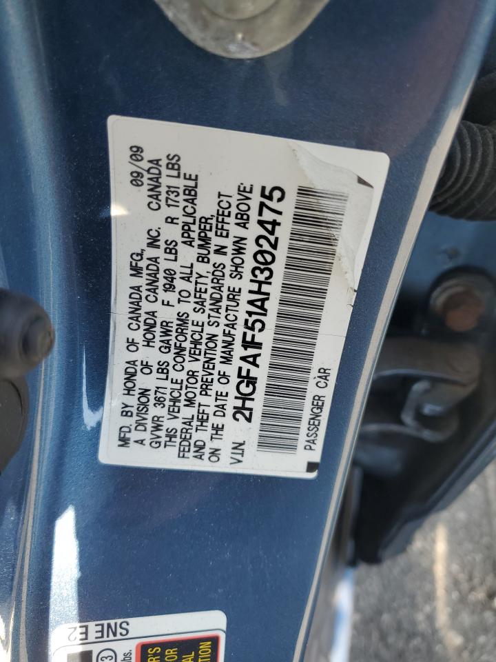 2010 Honda Civic Lx VIN: 2HGFA1F51AH302475 Lot: 80478005