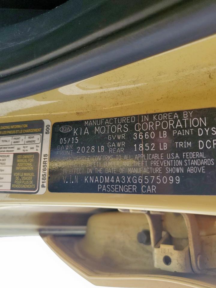 2016 Kia Rio Lx VIN: KNADM4A3XG6575099 Lot: 81244395