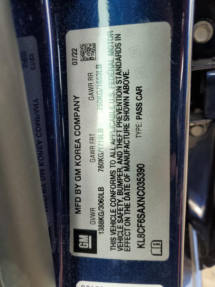 2022 Chevrolet Spark 2Lt VIN: KL8CF6SAXNC035390 Lot: 71712305