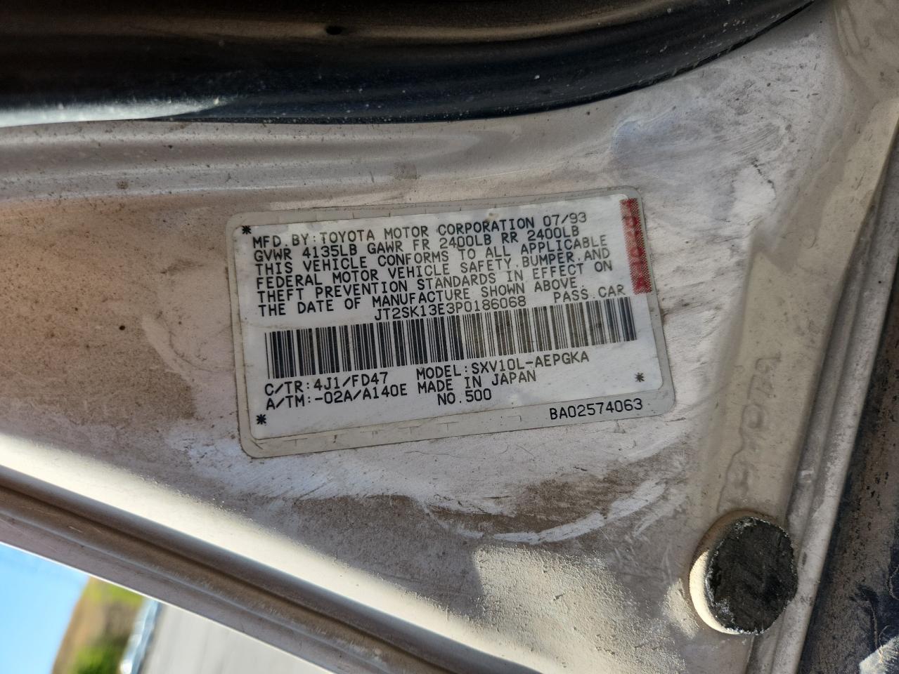 1993 Toyota Camry Xle VIN: JT2SK13E3P0186068 Lot: 80651795