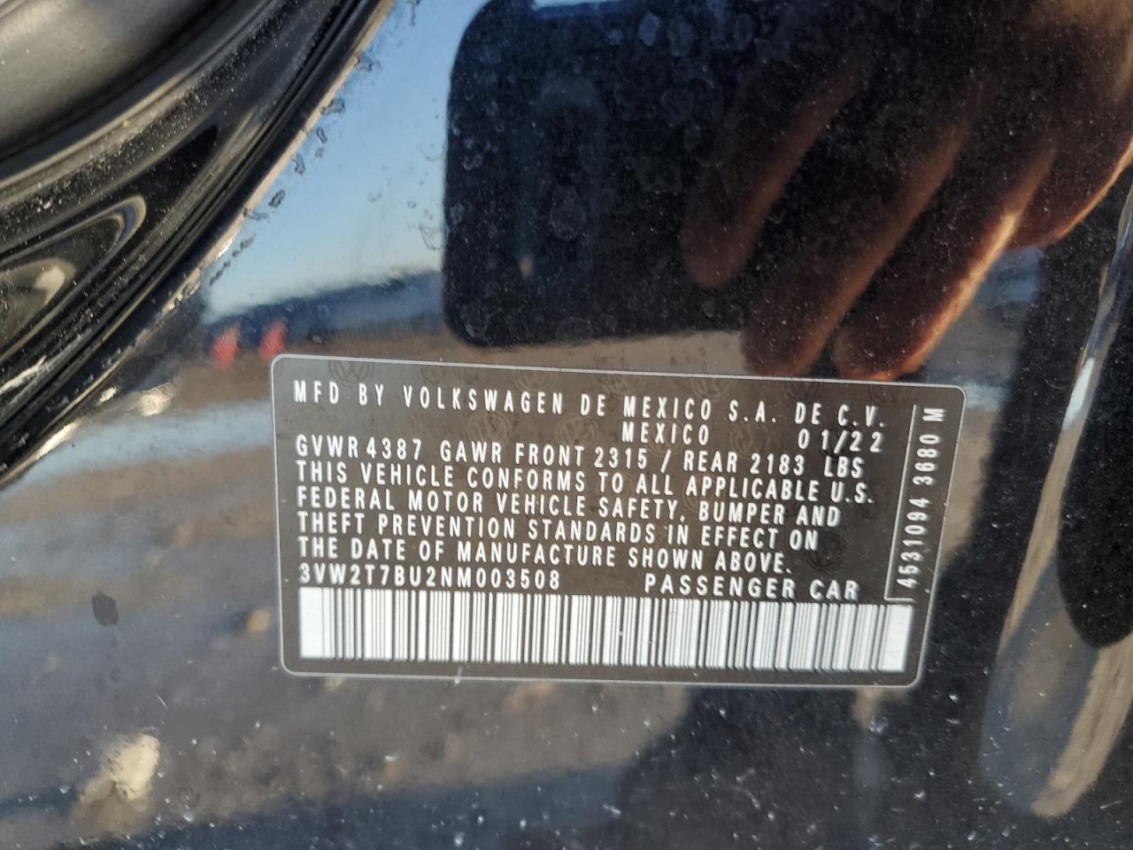 2022 Volkswagen Jetta Gli Autobahn VIN: 3VW2T7BU2NM003508 Lot: 83935545