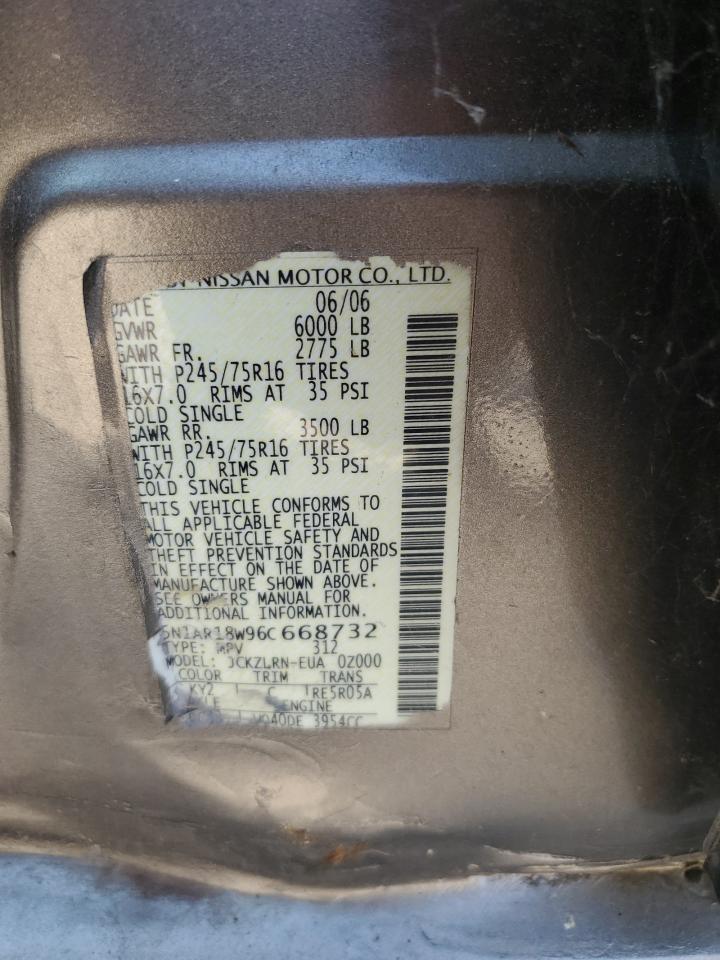 2007 Nissan Pathfinder Le VIN: 5N1AR18W96C668732 Lot: 84709375