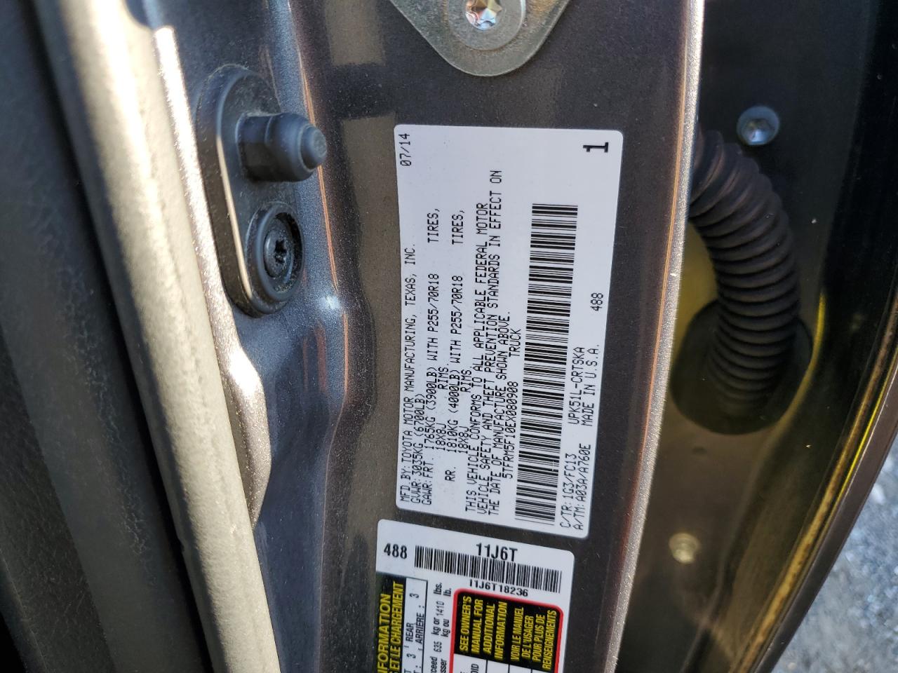 2014 Toyota Tundra Double Cab Sr VIN: 5TFRM5F10EX080908 Lot: 80336615