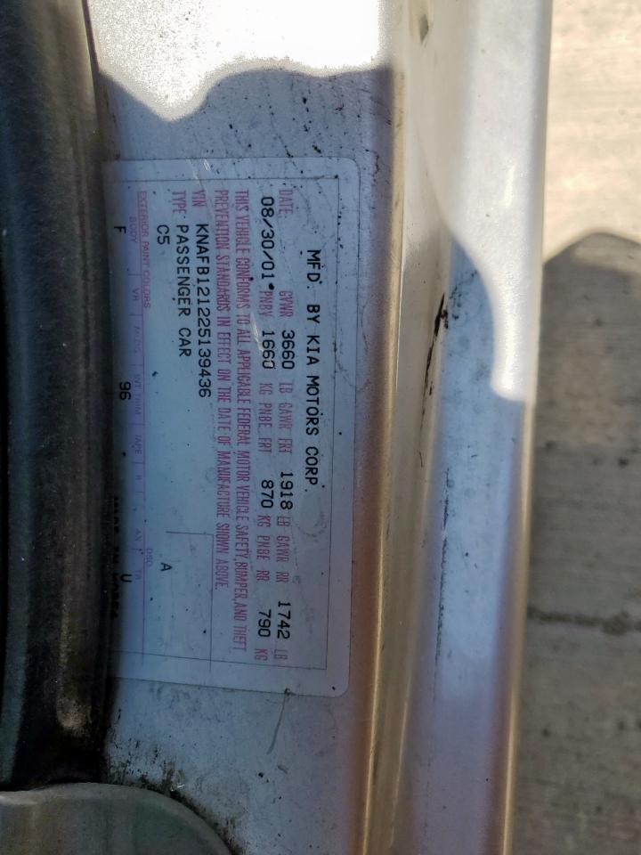 2002 Kia Spectra Base VIN: KNAFB121225139436 Lot: 71047615