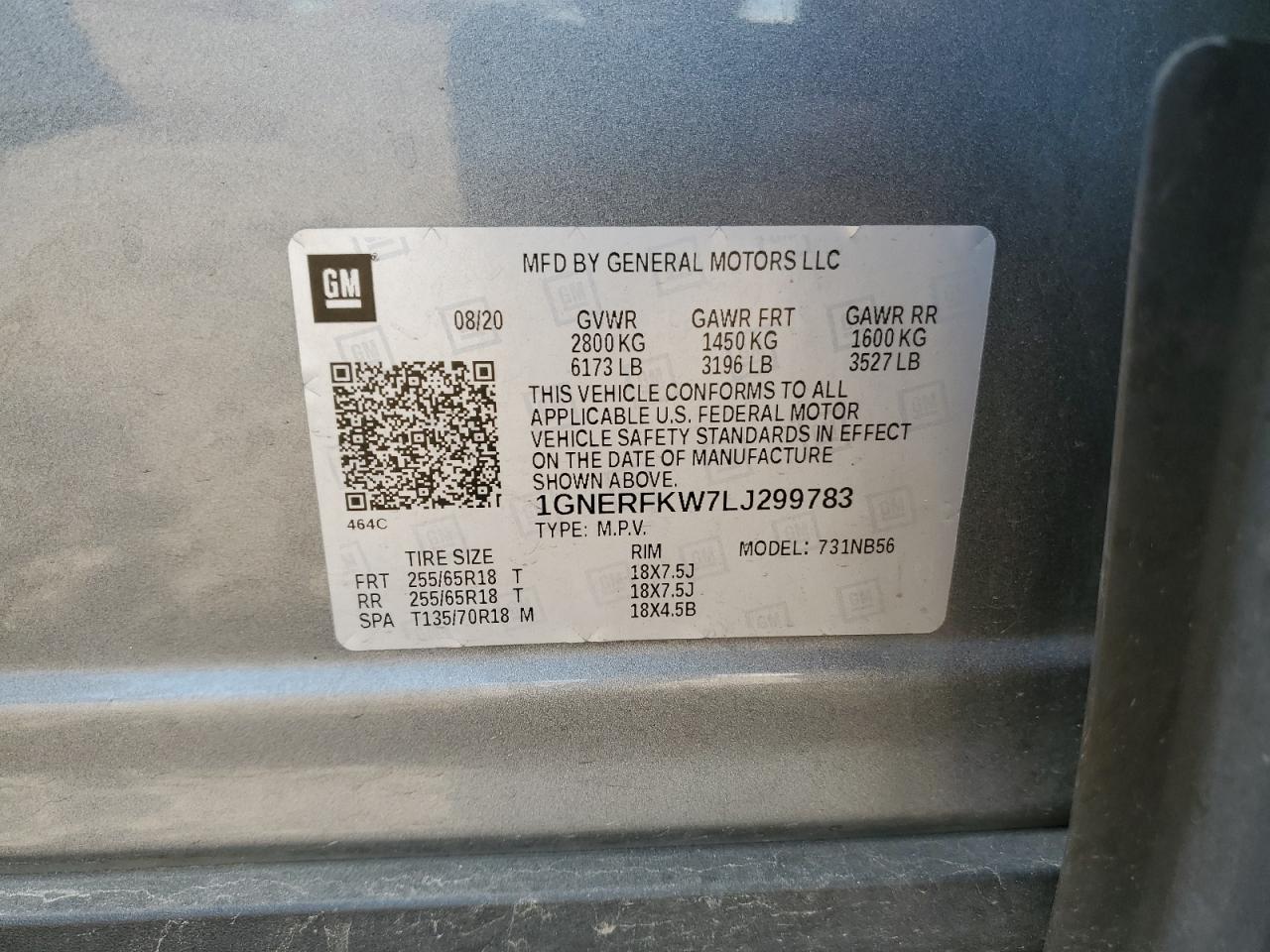 2020 Chevrolet Traverse Ls VIN: 1GNERFKW7LJ299783 Lot: 80207195