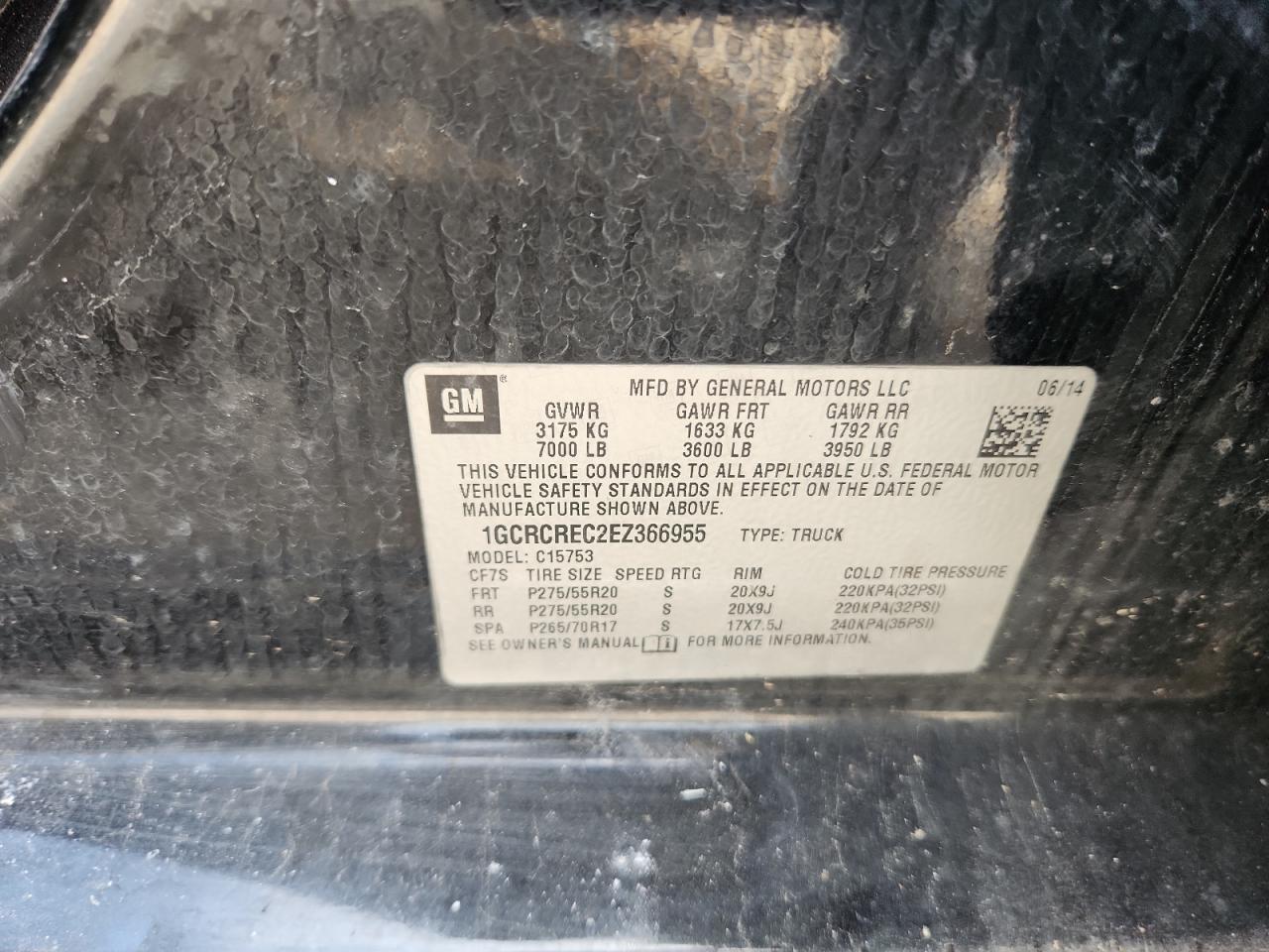 2014 Chevrolet Silverado C1500 Lt VIN: 1GCRCREC2EZ366955 Lot: 80631165