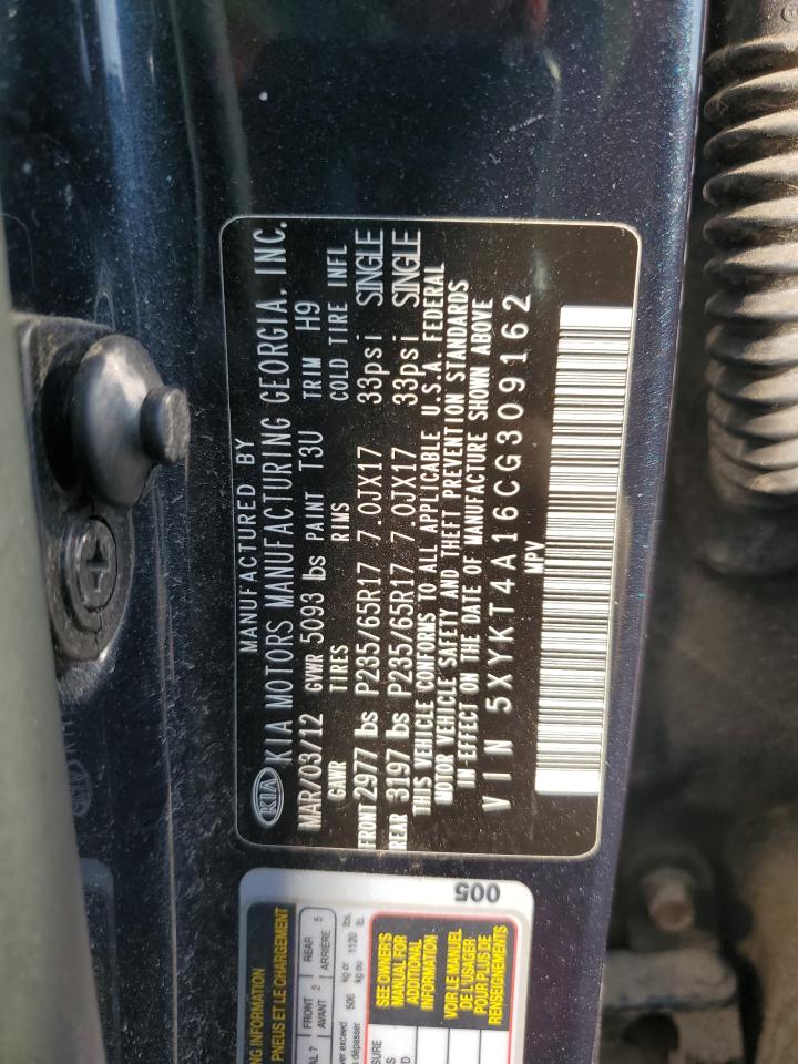 2012 Kia Sorento Base VIN: 5XYKT4A16CG309162 Lot: 83928485