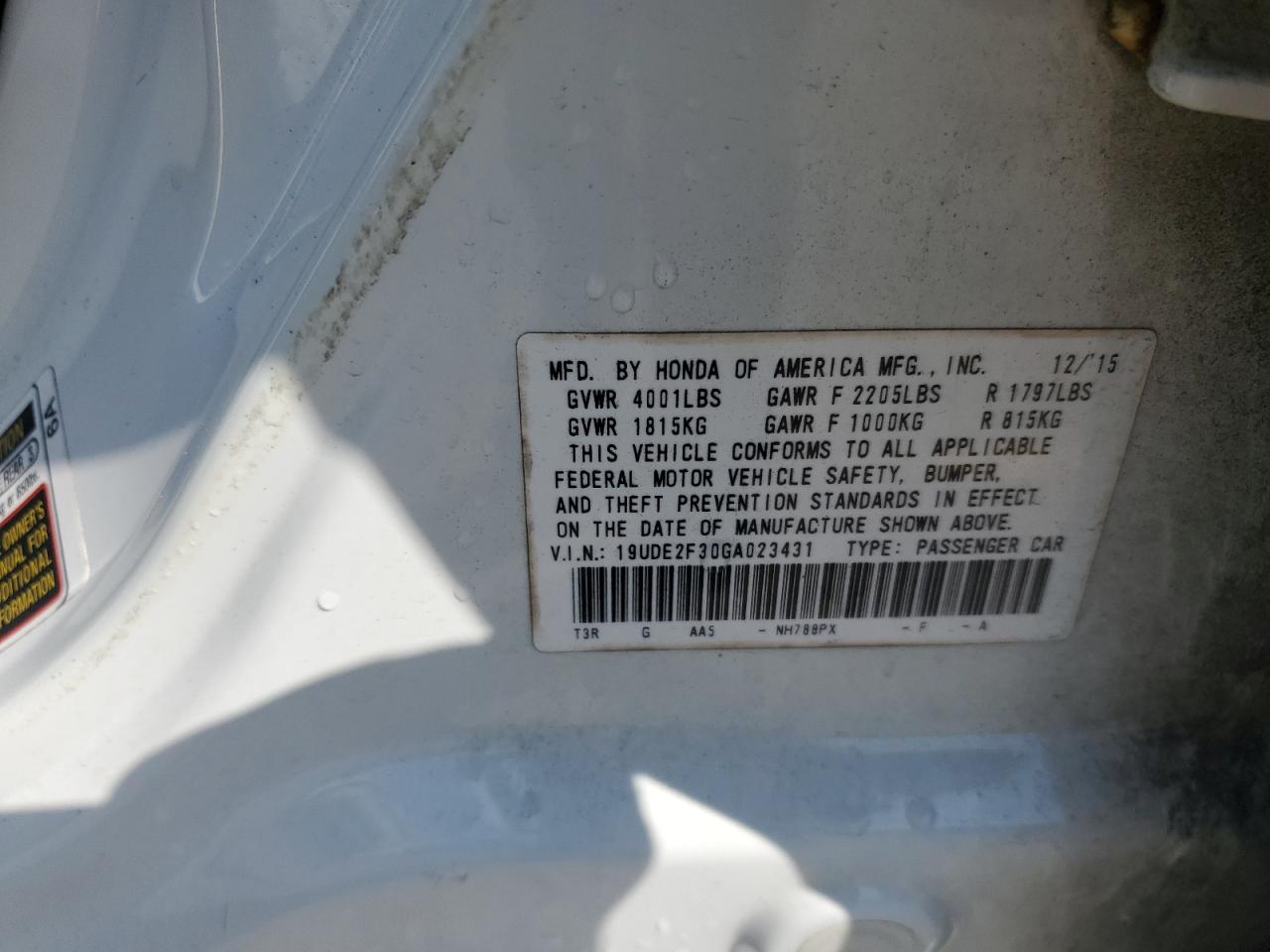 2016 Acura Ilx Base Watch Plus VIN: 19UDE2F30GA023431 Lot: 71617285