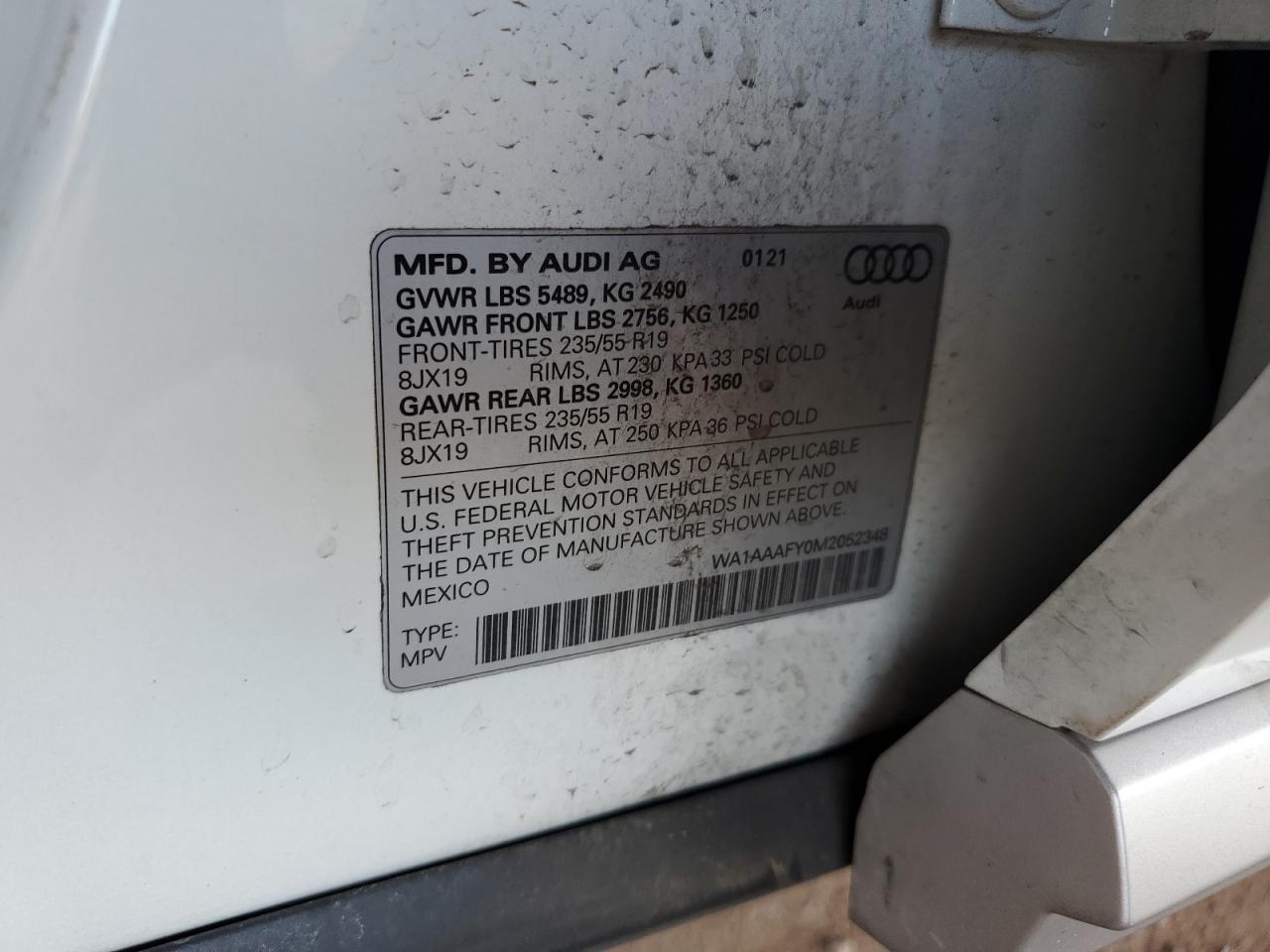 2021 Audi Q5 Premium VIN: WA1AAAFY0M2052348 Lot: 71743725