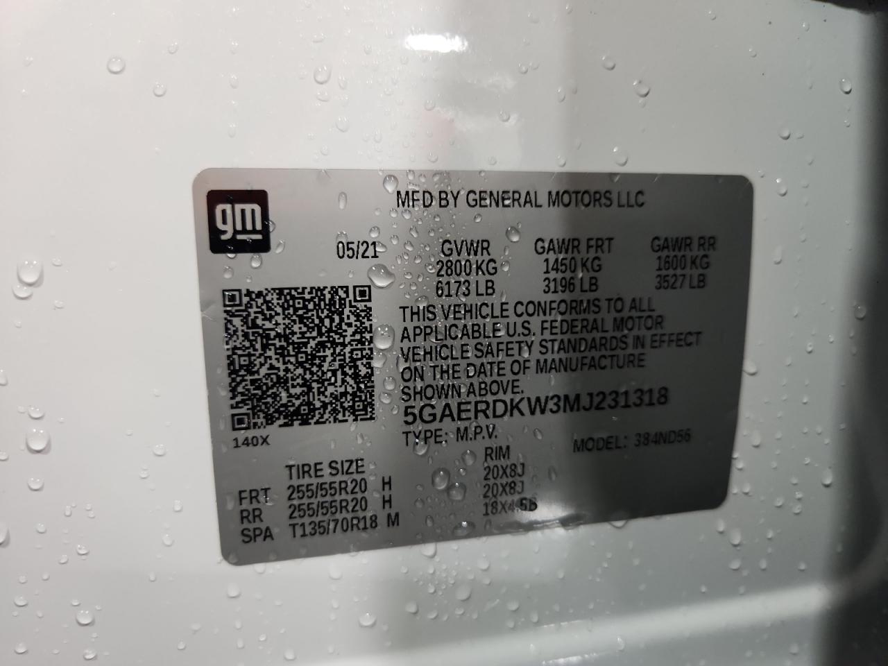 2021 Buick Enclave Avenir VIN: 5GAERDKW3MJ231318 Lot: 72007685