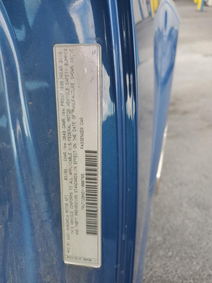 2000 Audi Tt VIN: TRUTC28N5Y1000765 Lot: 80549965
