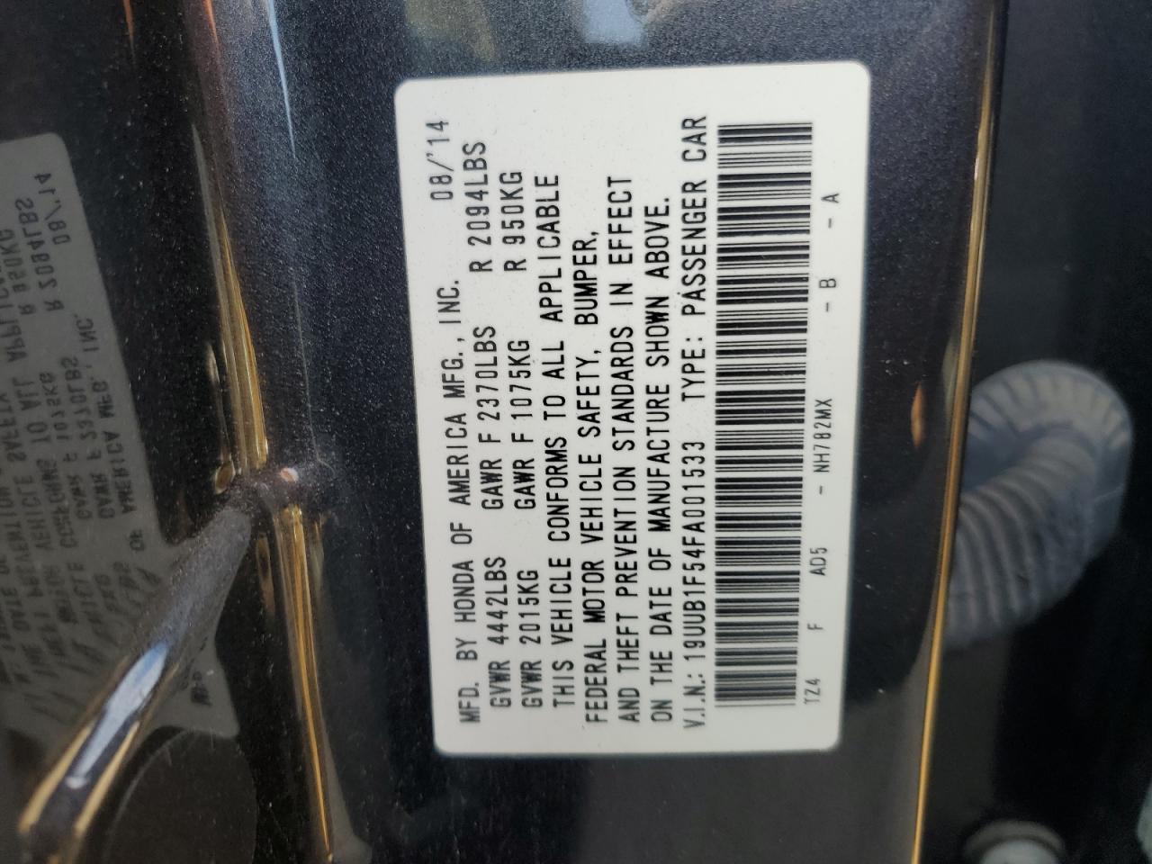 2015 Acura Tlx Tech VIN: 19UUB1F54FA001533 Lot: 71161295