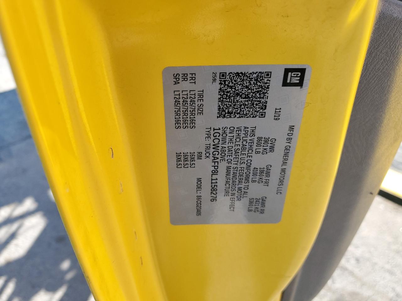 2020 Chevrolet Express G2500 VIN: 1GCWGAFP8L1158276 Lot: 71567775