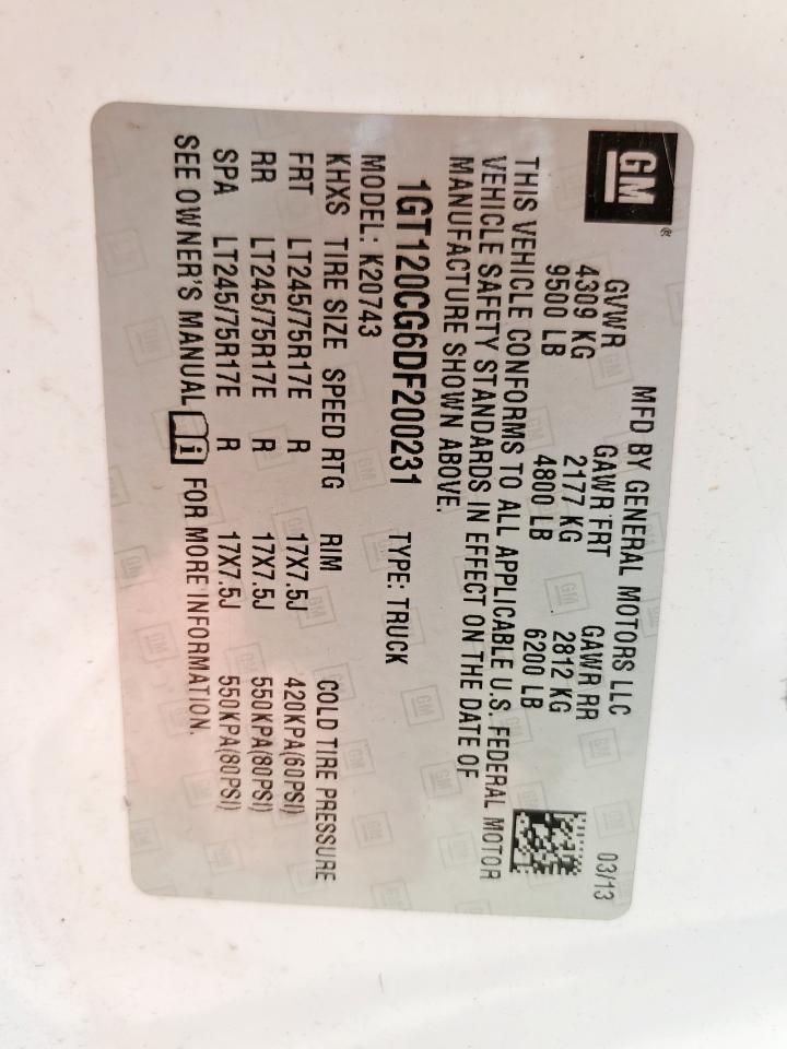 2013 GMC Sierra K2500 Sle VIN: 1GT120CG6DF200231 Lot: 84780965