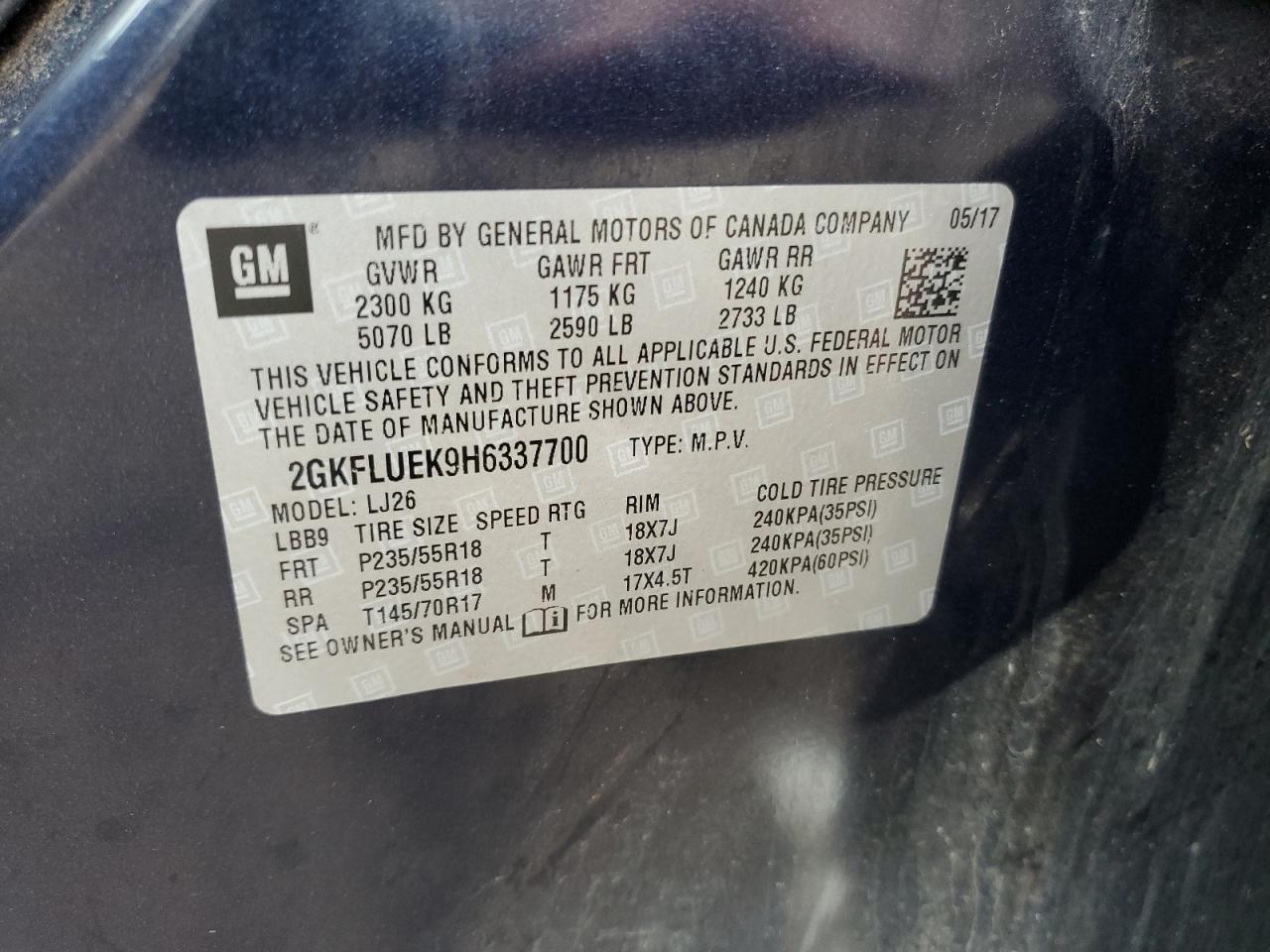 2017 GMC Terrain Slt VIN: 2GKFLUEK9H6337700 Lot: 81441985