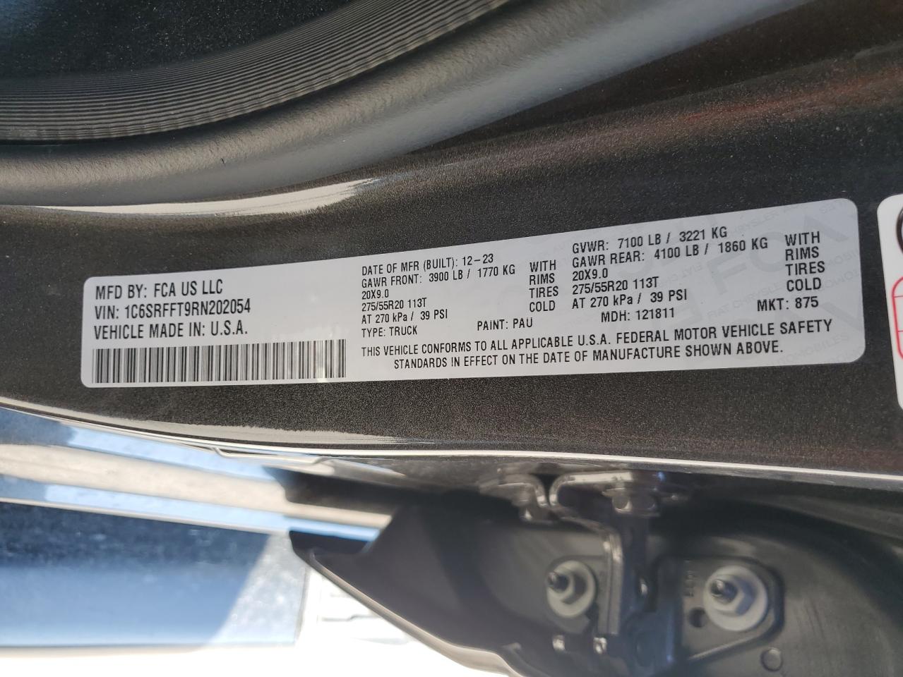 2024 Ram 1500 Big Horn/Lone Star VIN: 1C6SRFFT9RN202054 Lot: 81141795