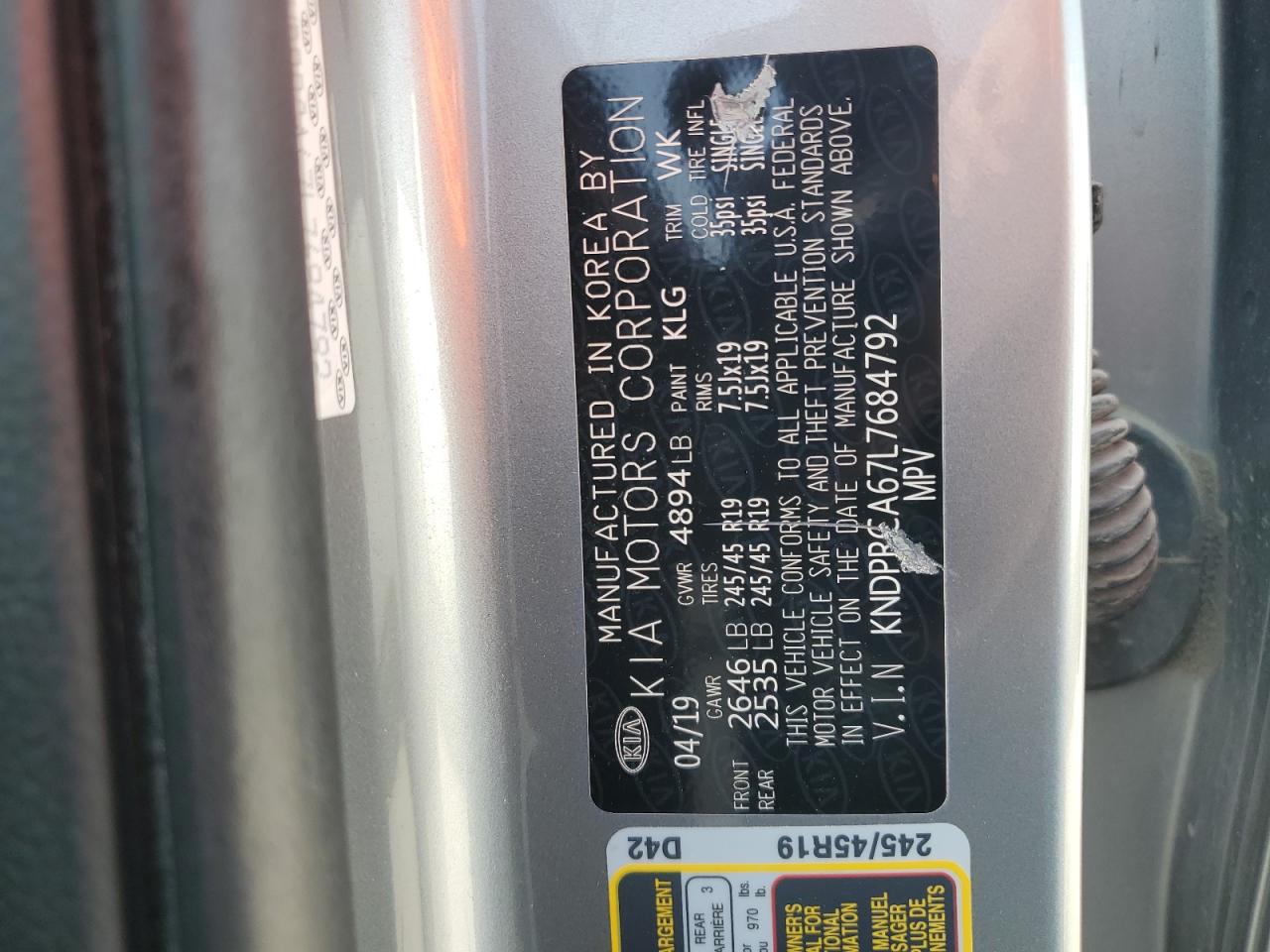 2020 Kia Sportage Sx VIN: KNDPRCA67L7684792 Lot: 71717335