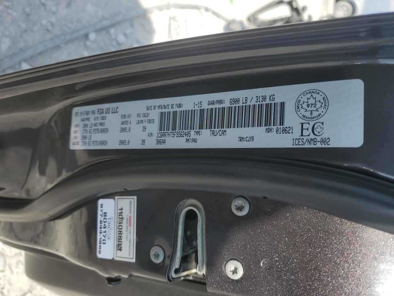 2015 Ram 1500 Sport VIN: 1C6RR7HT5FS562405 Lot: 81029035