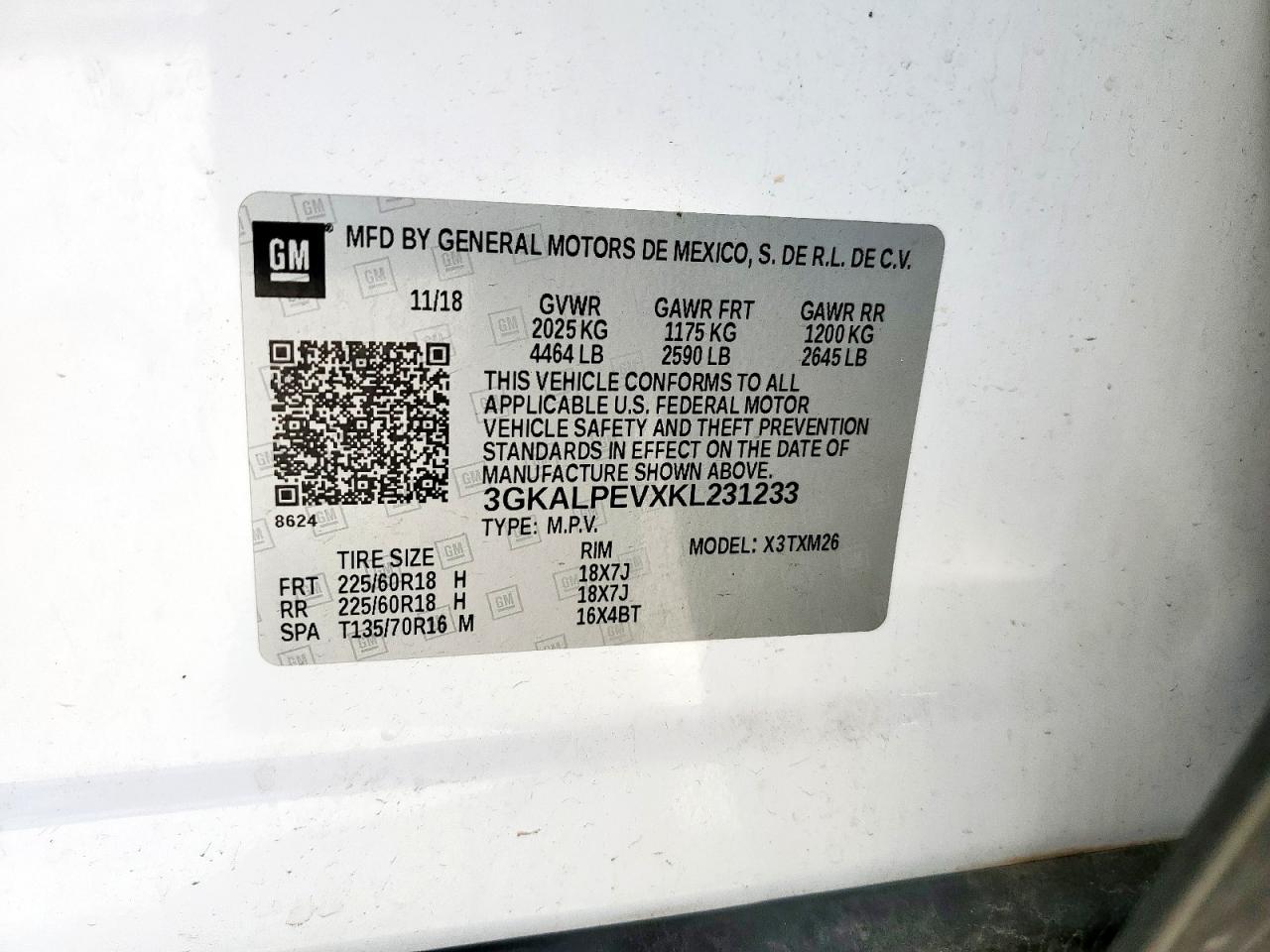 2019 GMC Terrain Slt VIN: 3GKALPEVXKL231233 Lot: 81057315