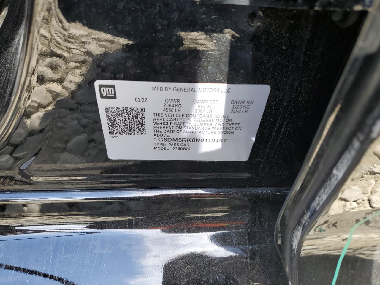 2022 Cadillac Ct5 Luxury VIN: 1G6DM5RK0N0110497 Lot: 80909325