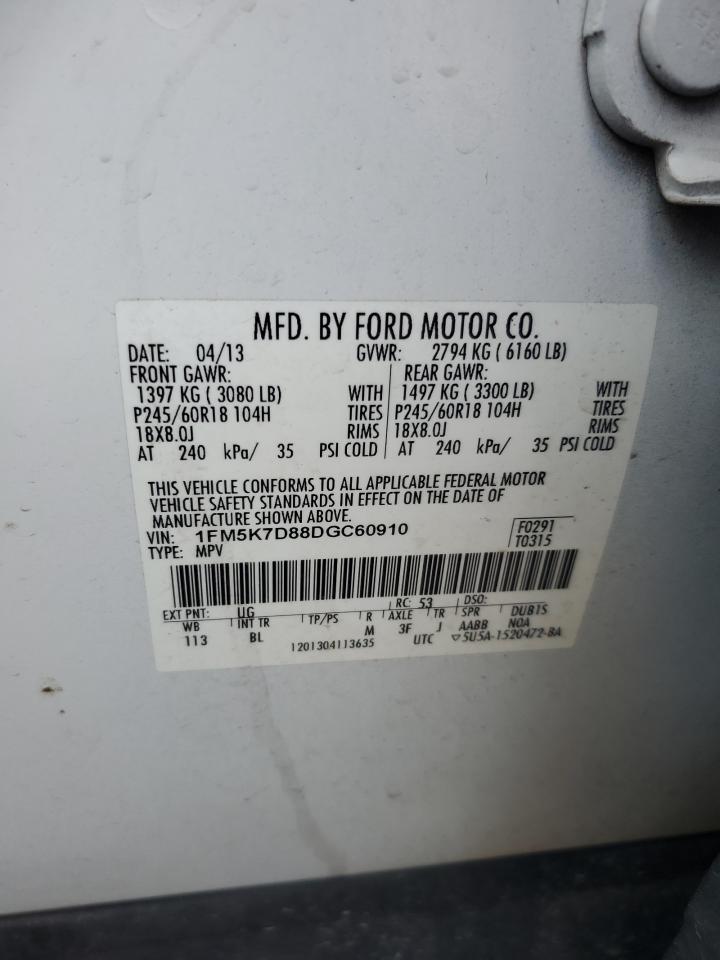 2013 Ford Explorer Xlt VIN: 1FM5K7D88DGC60910 Lot: 81913075