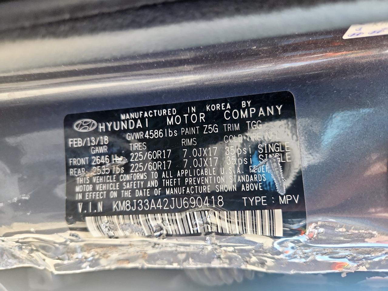2018 Hyundai Tucson Sel VIN: KM8J33A42JU690418 Lot: 80408235