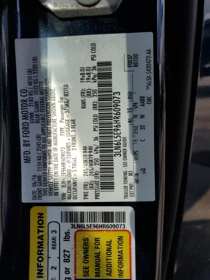 2017 Lincoln Mkz Reserve VIN: 3LN6L5E96HR609073 Lot: 70483015