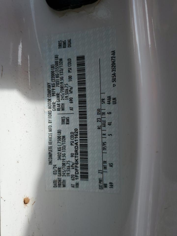 2024 Ford F600 Super Duty VIN: 1FDFF6KT0RDA11620 Lot: 81492225