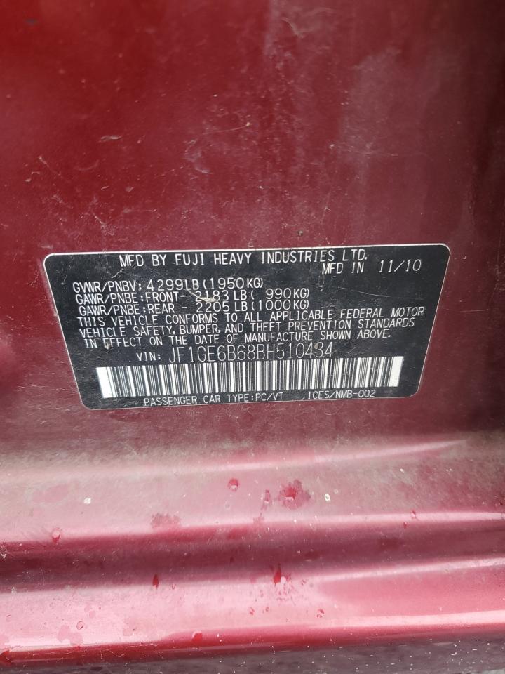 2011 Subaru Impreza 2.5I Premium VIN: JF1GE6B68BH510434 Lot: 83856165