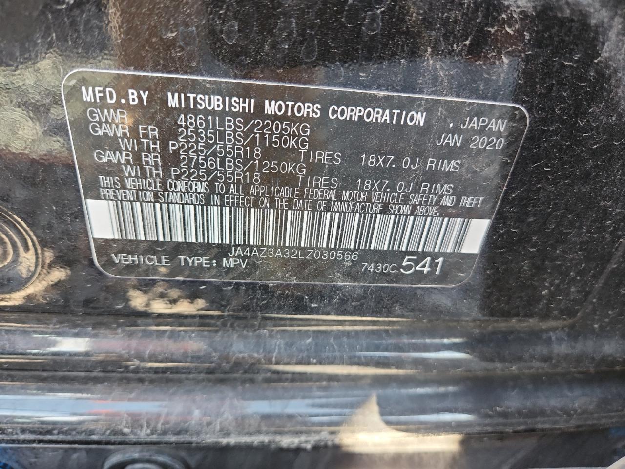 2020 Mitsubishi Outlander Se VIN: JA4AZ3A32LZ030566 Lot: 81105145